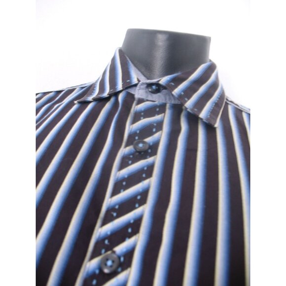Inc. International Concepts Men  Shirt Blue/Black Stripes L/S  Sz Medium - Picture 2 of 7
